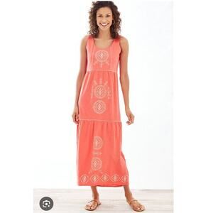 J. Jill tiered embroidered sleeveless maxi dress sequin boho